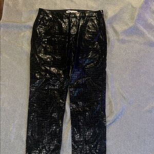 Zara Black Crocodile Pattern Pants size S